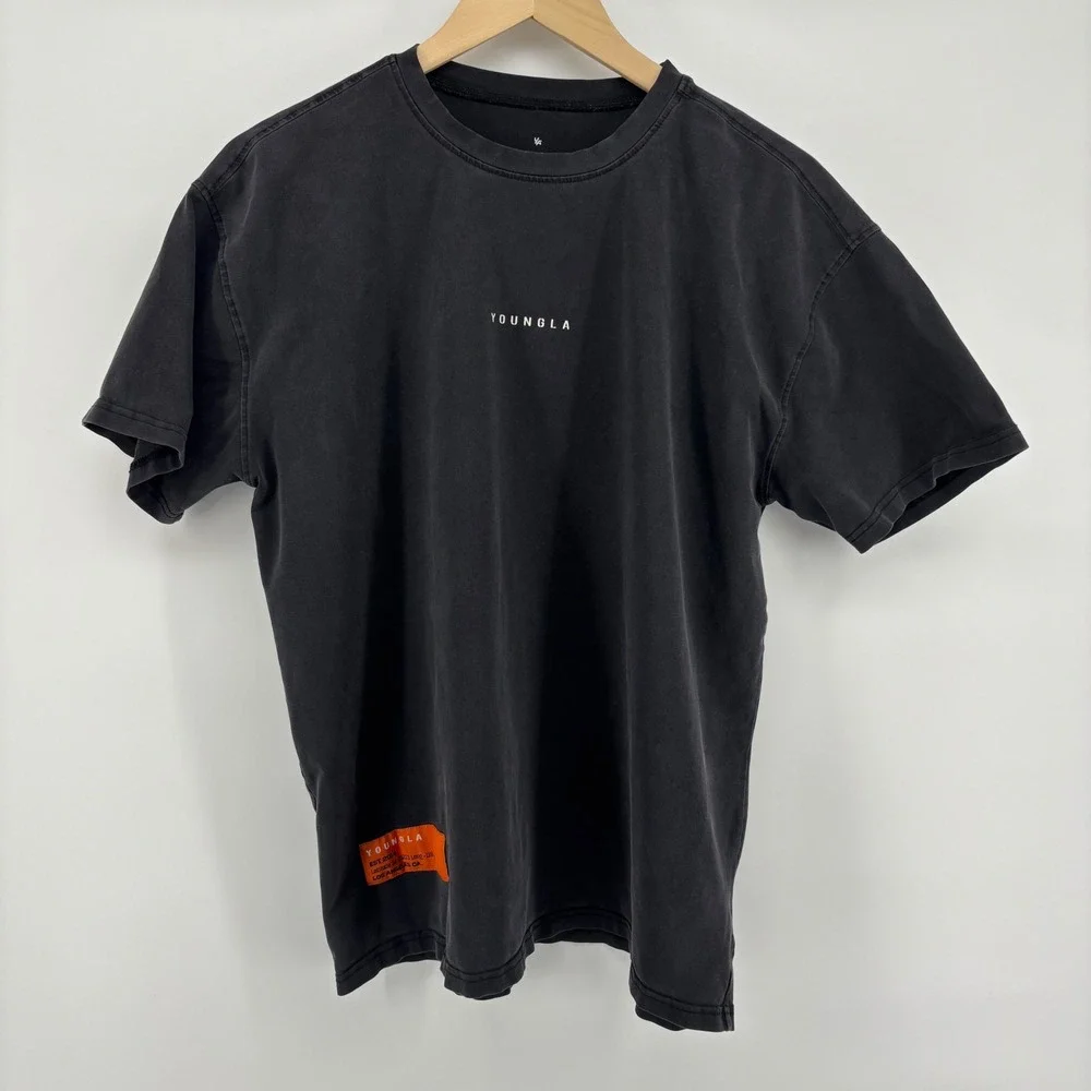 YoungLA Graphic T-Shirt Mens Small Black Excellent Pantone Graffiti Boxy Fit - Picture 6 of 7